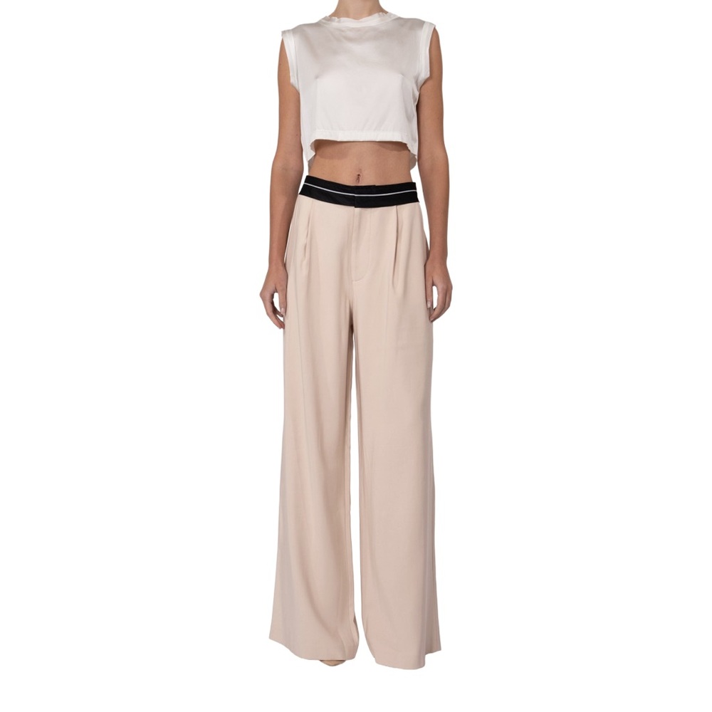 NONchalant Cream Wide-Leg Trousers